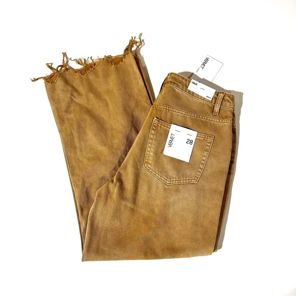 Vervet Leslie High Rise 90's Vintage Crop Flare Jeans Tan Brown Size 28 NEW